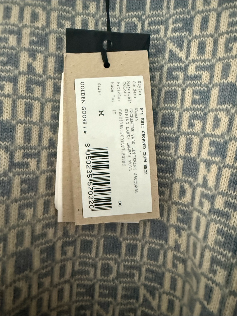 Deadstock Golden Goose Blue Cream Logo Jacquard Pullover - Picture 2 of 5